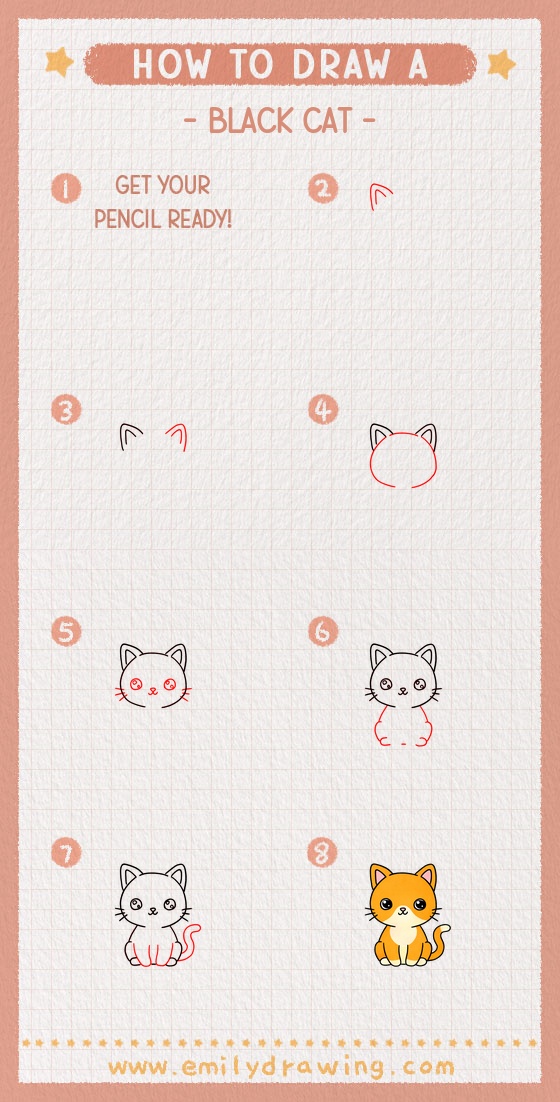 how to draw a black cat pinterest pin